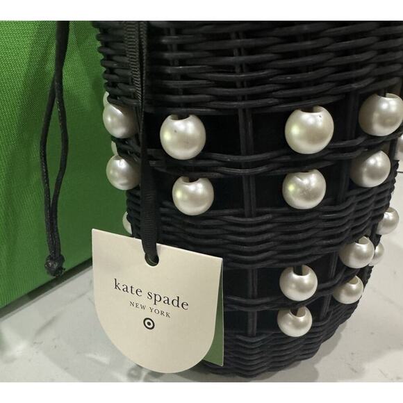 Kate Spade New York X Target Black Pearl Embellished Basket Bucket Bag Purse - Picture 4 of 5